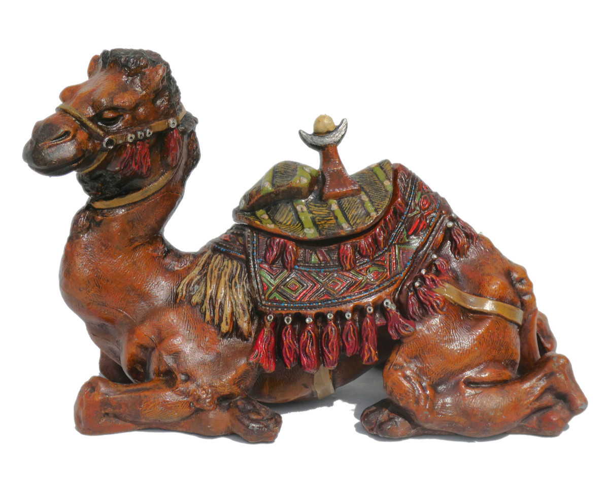 Large Oriental Inkwell Dromedary Lead From Nuremberg / Bronze From Vienna 19th Napoleon III