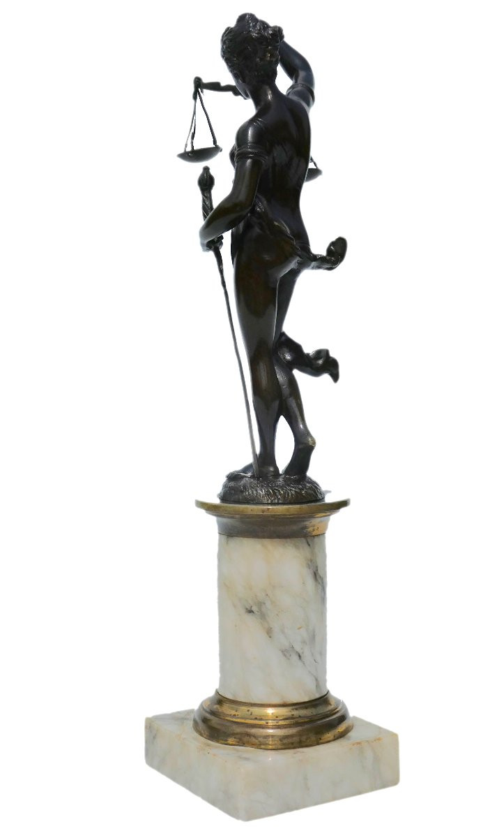 18th Century Bronze Sculpture, Mythological Subject Themis, Justice, Marble Base 1780-photo-1