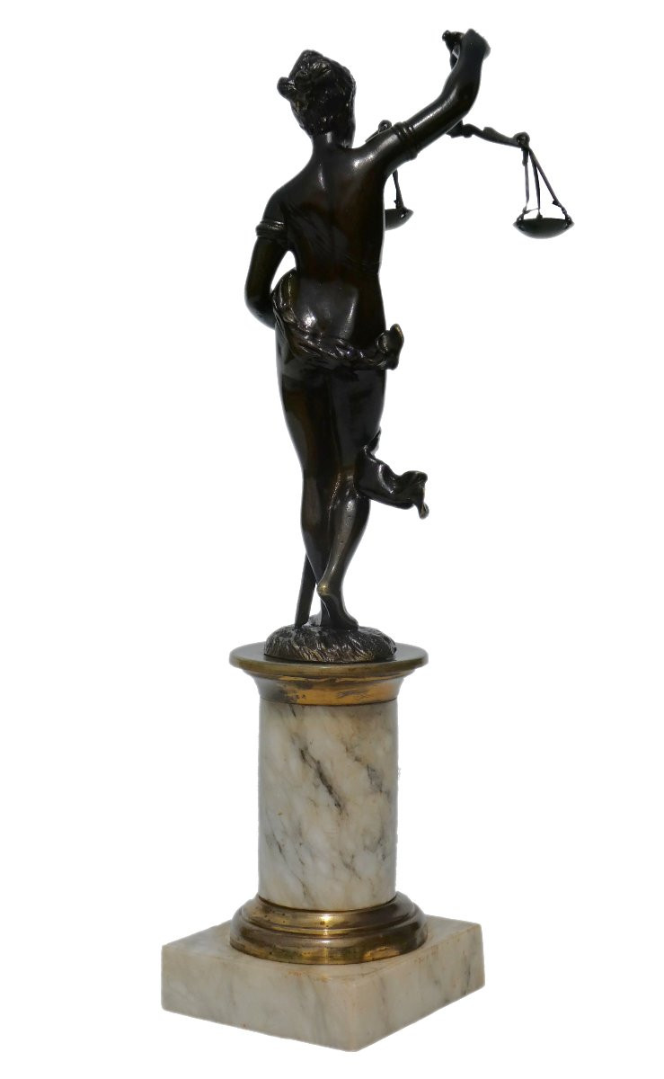 18th Century Bronze Sculpture, Mythological Subject Themis, Justice, Marble Base 1780-photo-2