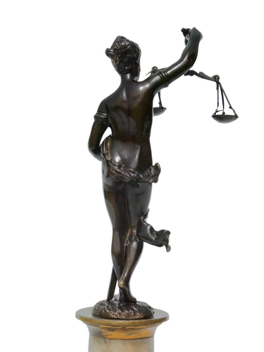 18th Century Bronze Sculpture, Mythological Subject Themis, Justice, Marble Base 1780-photo-3