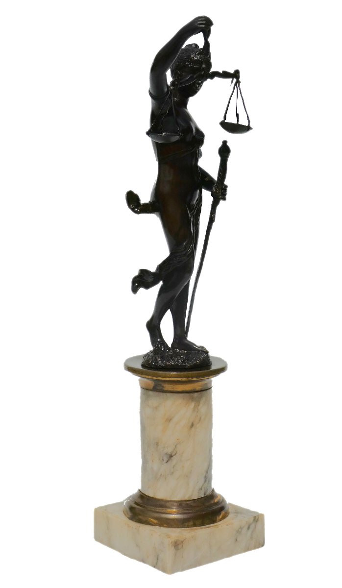 18th Century Bronze Sculpture, Mythological Subject Themis, Justice, Marble Base 1780-photo-7