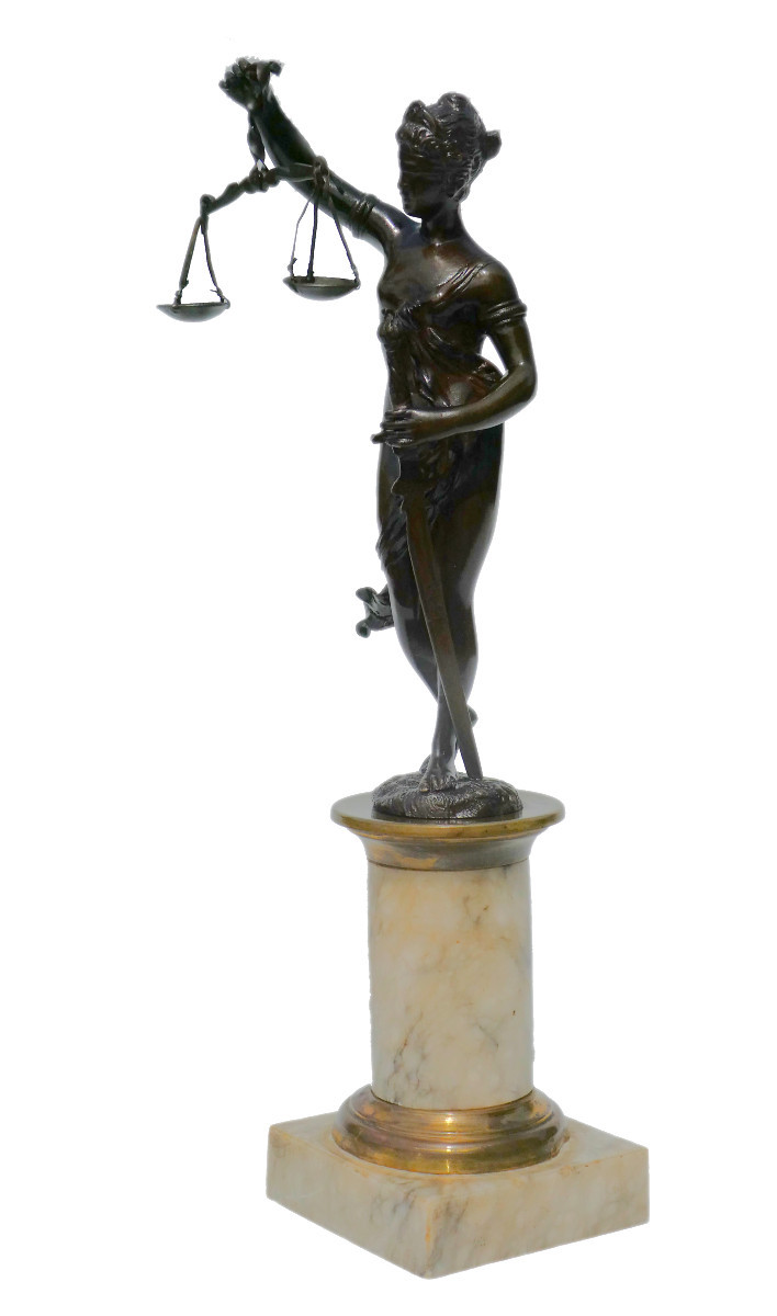 18th Century Bronze Sculpture, Mythological Subject Themis, Justice, Marble Base 1780