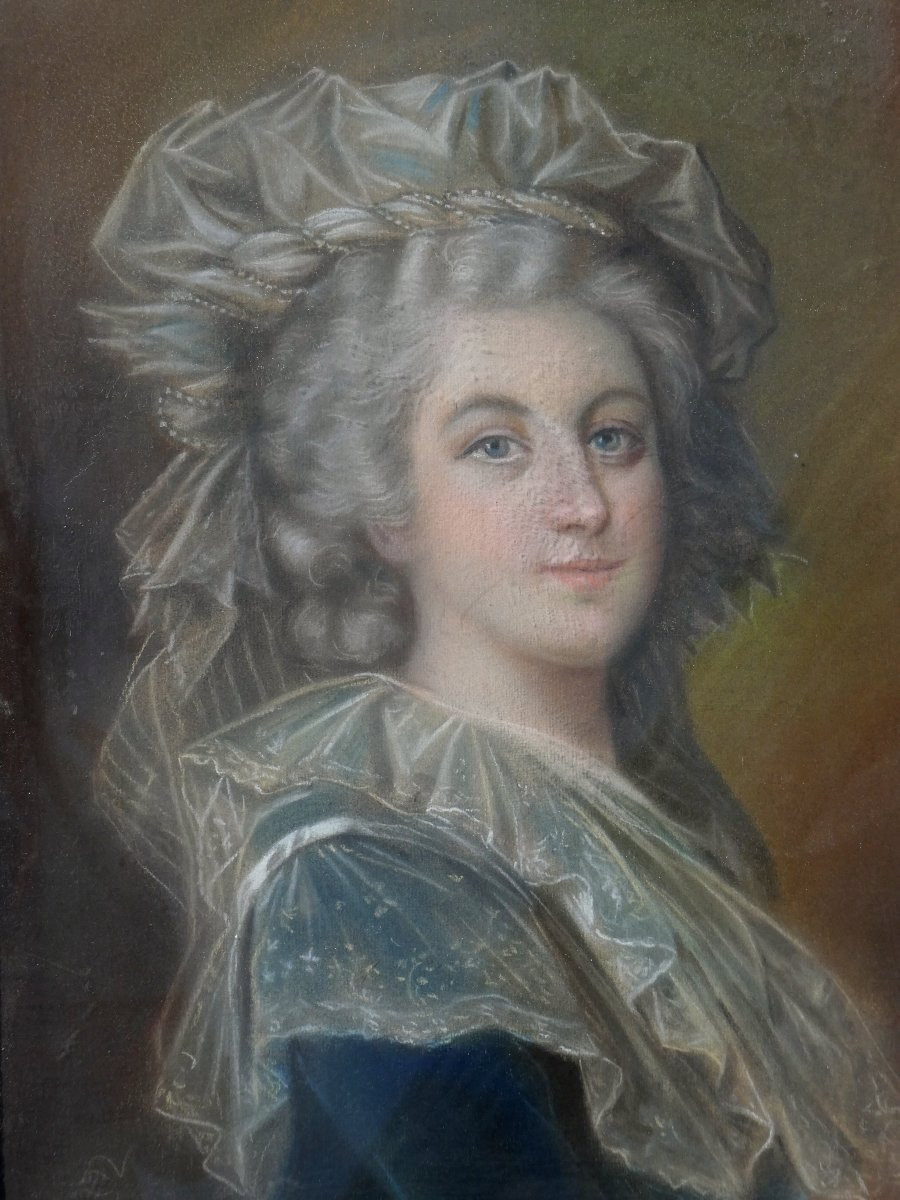 Pastel Portrait Of Queen Marie Antoinette Of France, After Vigée Le Brun, 19th Century-photo-4