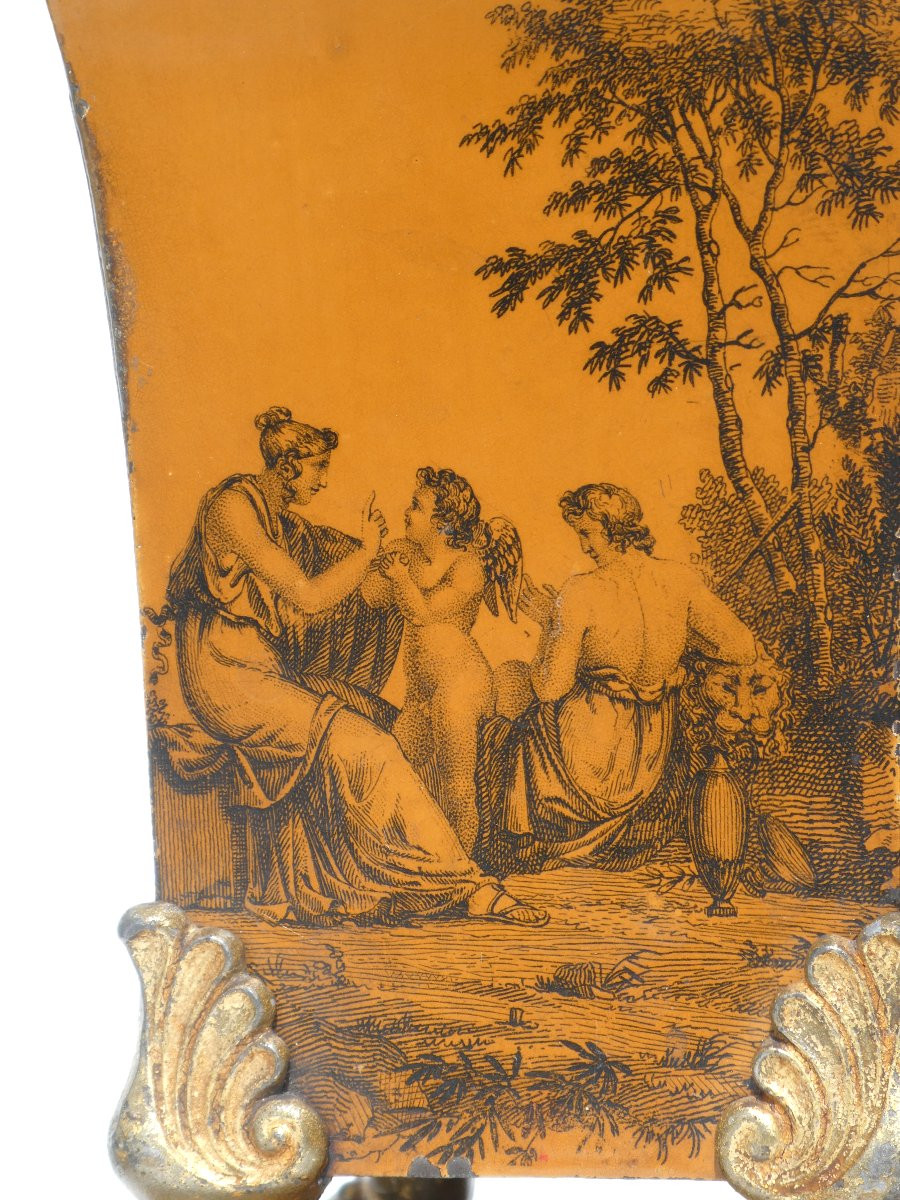 Pair Of Lithographed Sheet Metal Vases, Mythological Scenes, Directoire Period, 18th Century -photo-4