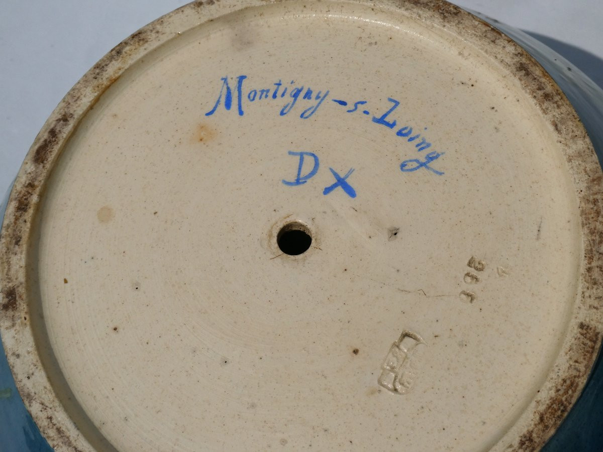 Grand Cache Pot Faience Impressionniste Montigny Sur Loing Signé Charles Virion XIXe Barbotine-photo-8