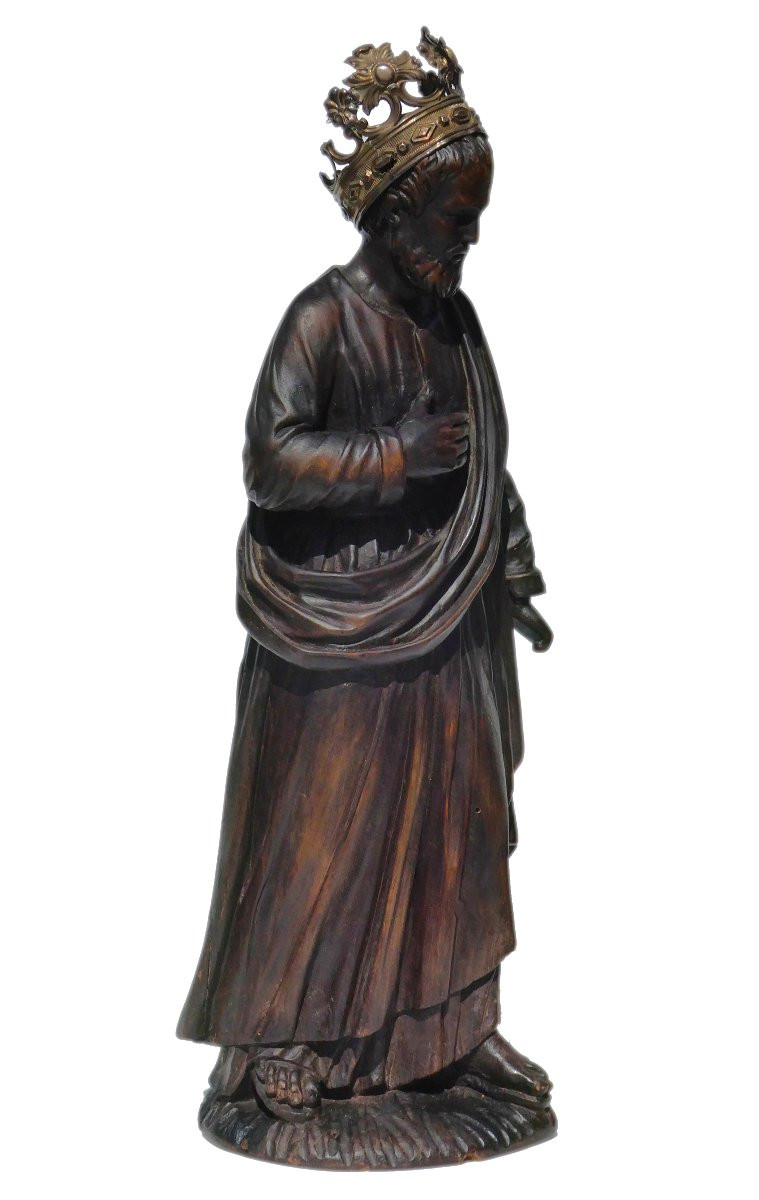 Religious Sculpture In Oak, Saint Joseph, Late 19th Century, Carved Wood-photo-1
