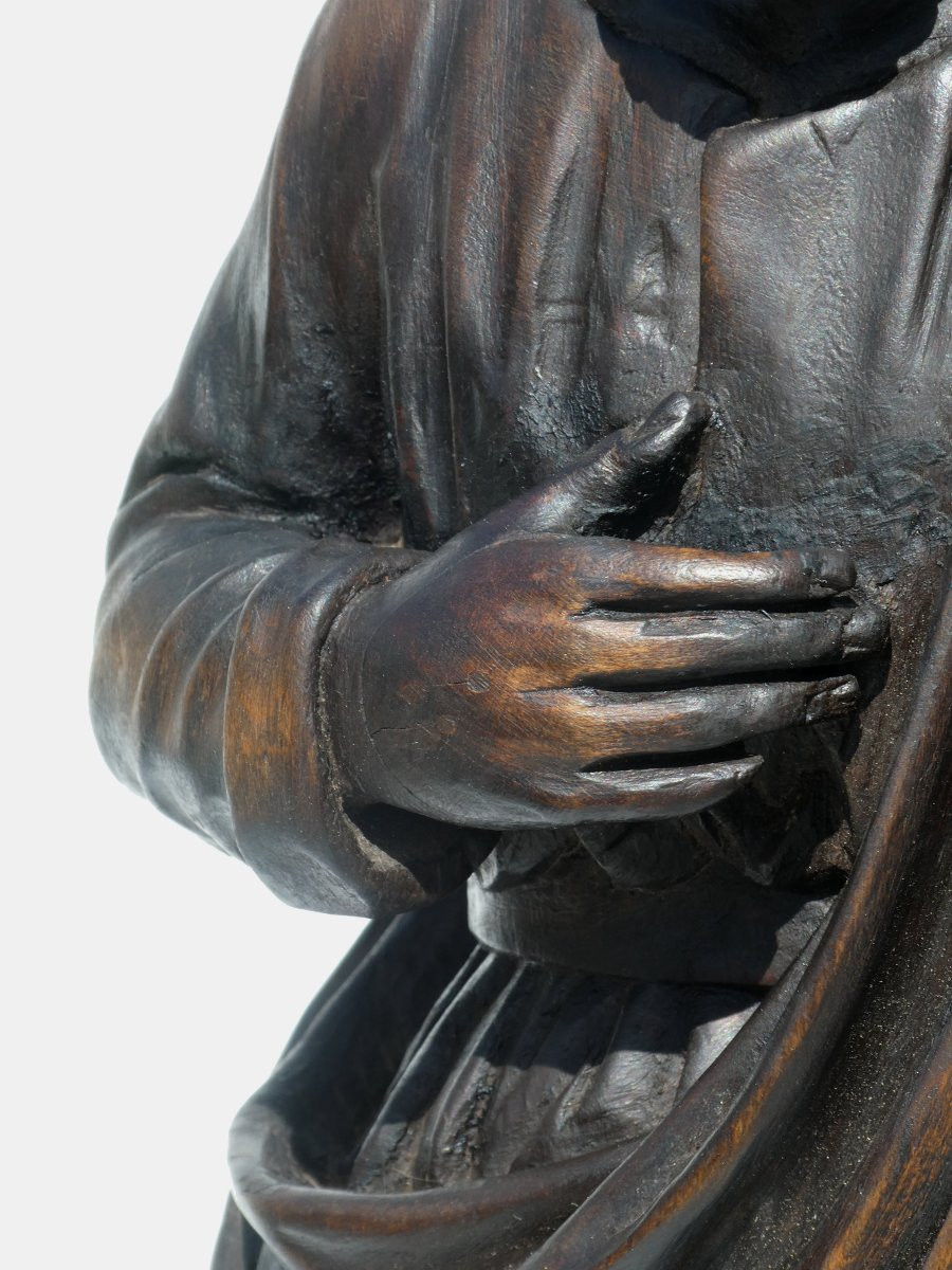 Religious Sculpture In Oak, Saint Joseph, Late 19th Century, Carved Wood-photo-2