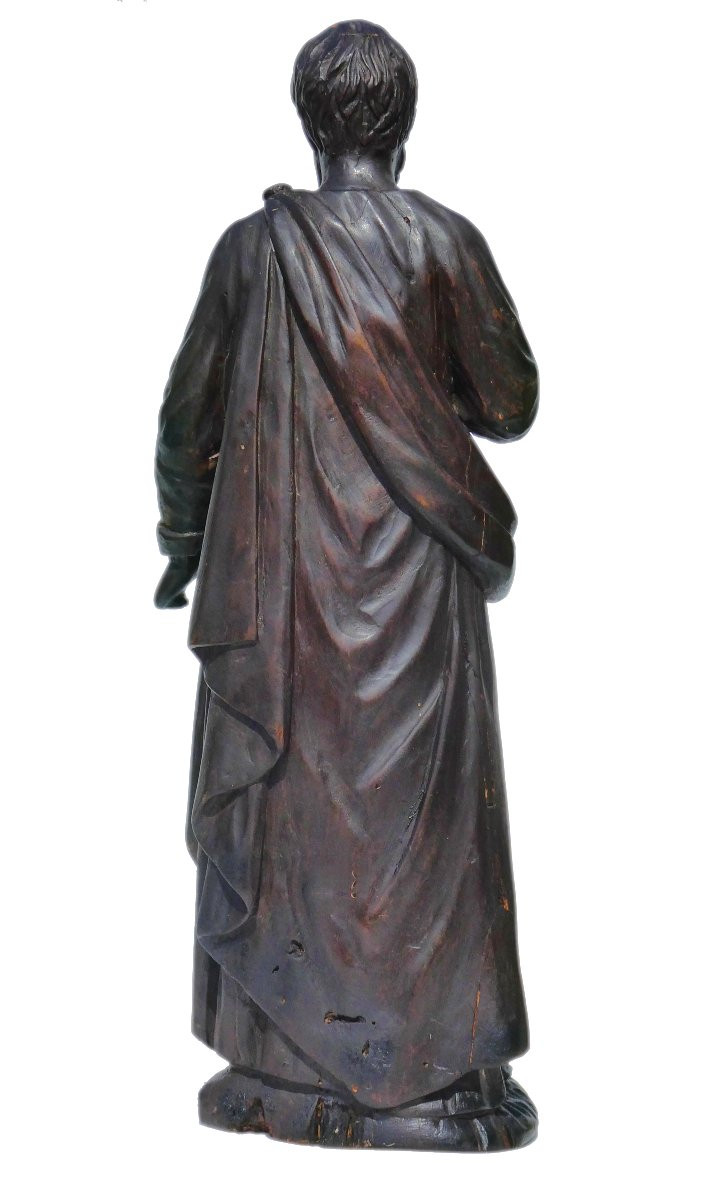 Religious Sculpture In Oak, Saint Joseph, Late 19th Century, Carved Wood-photo-3
