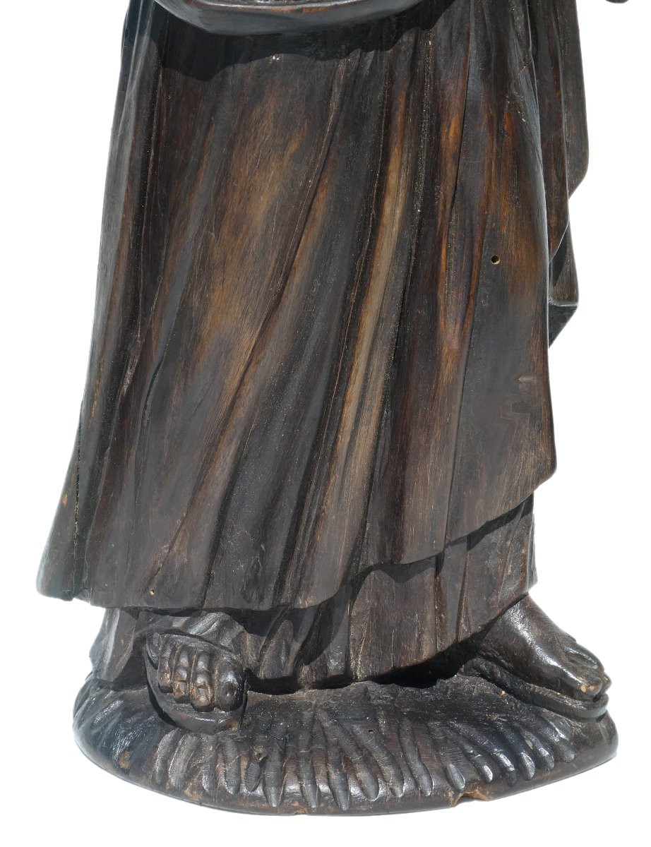 Religious Sculpture In Oak, Saint Joseph, Late 19th Century, Carved Wood-photo-5
