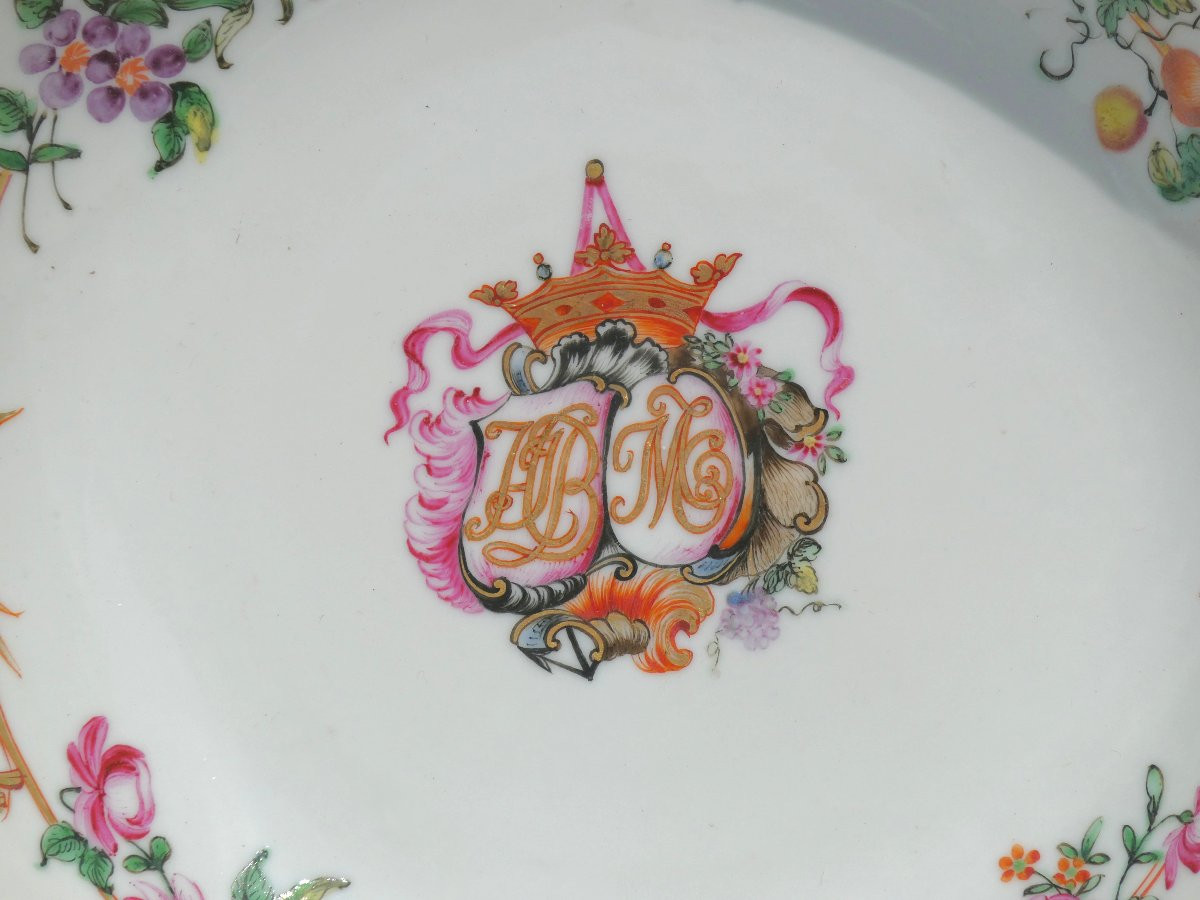 18th Century Porcelain Empty Pocket Plate, Marquis Crown, Family Wedding Ring -photo-3