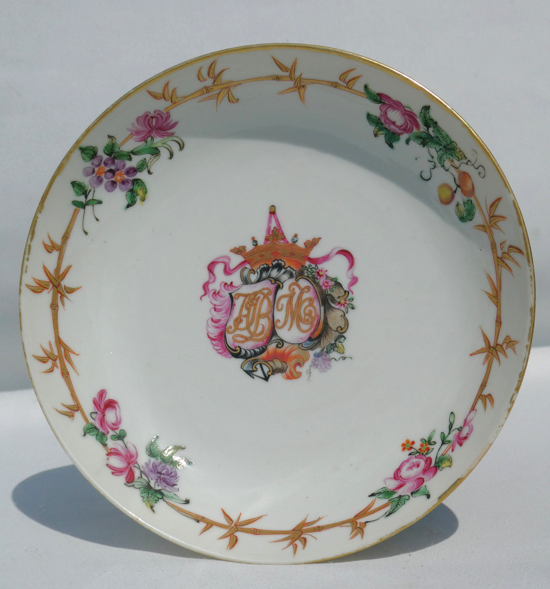 18th Century Porcelain Empty Pocket Plate, Marquis Crown, Family Wedding Ring 