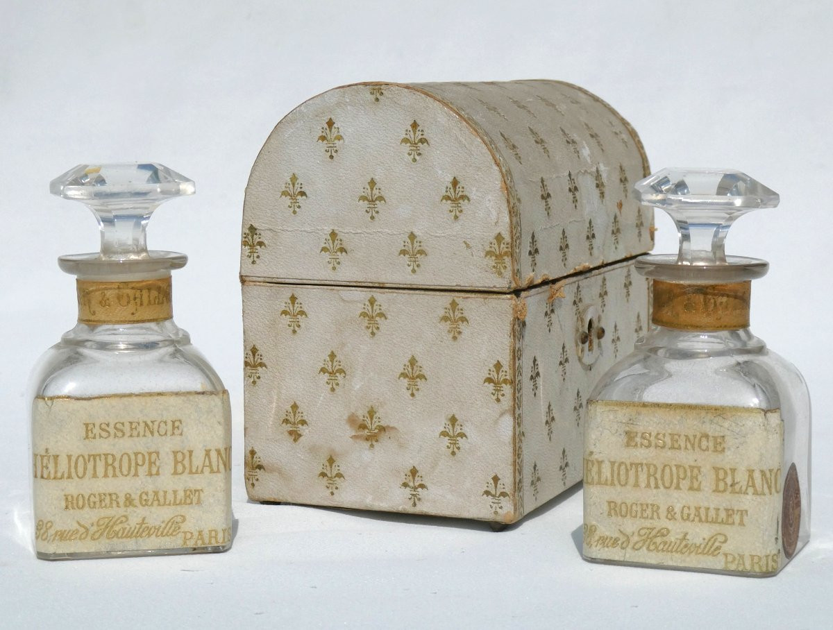 Cave A Parfum , Epoque Napoléon III , Flacons De Roger & Gallet , XIXe , Fleurs De Lys-photo-3