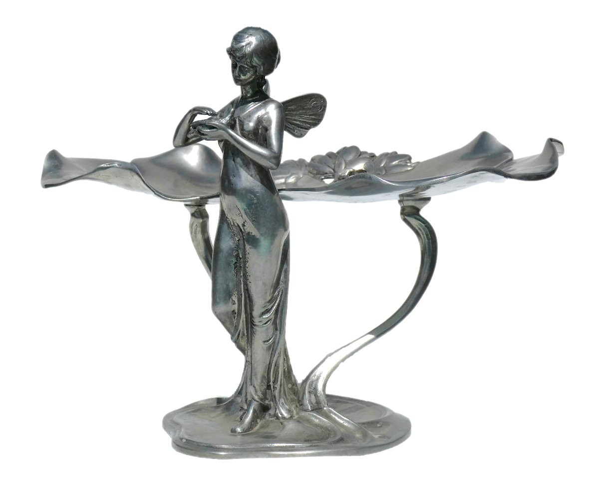 Porte Cartes De Visite , Epoque Art Nouveau , Nymphe Aux Nenuphars , 1900 , Vide Poche , XIXe-photo-3