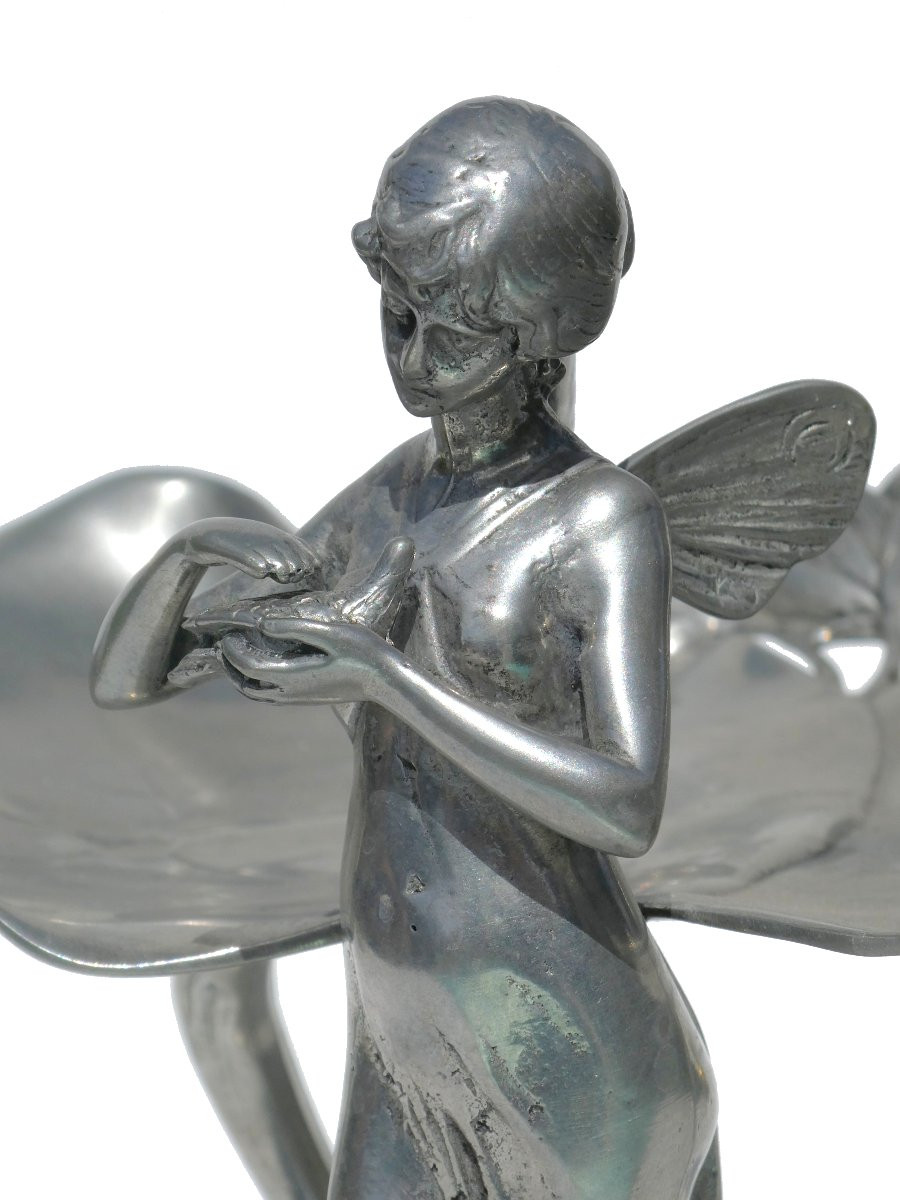 Porte Cartes De Visite , Epoque Art Nouveau , Nymphe Aux Nenuphars , 1900 , Vide Poche , XIXe-photo-4