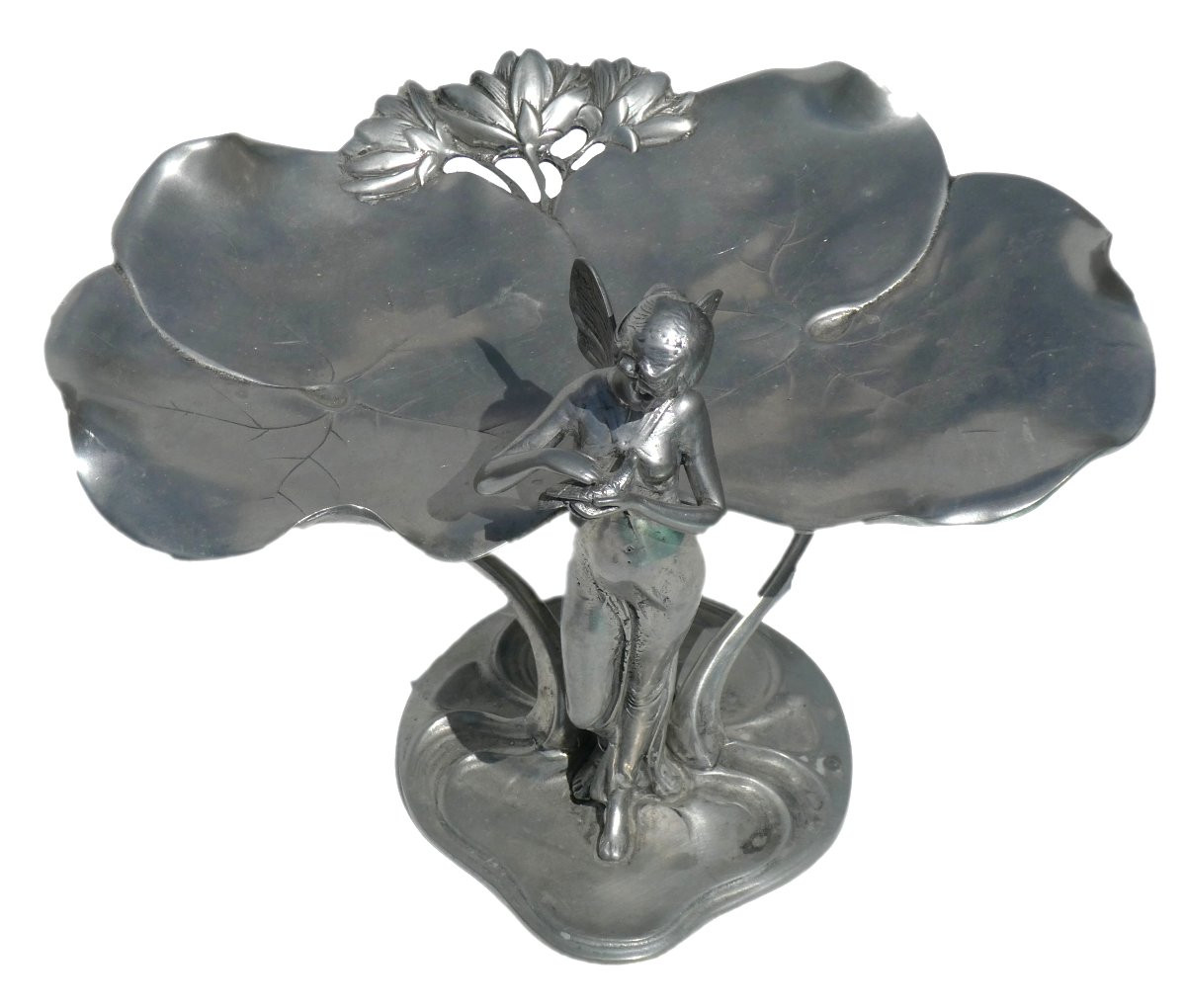 Porte Cartes De Visite , Epoque Art Nouveau , Nymphe Aux Nenuphars , 1900 , Vide Poche , XIXe-photo-5