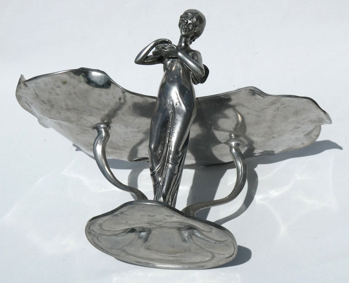 Porte Cartes De Visite , Epoque Art Nouveau , Nymphe Aux Nenuphars , 1900 , Vide Poche , XIXe-photo-6