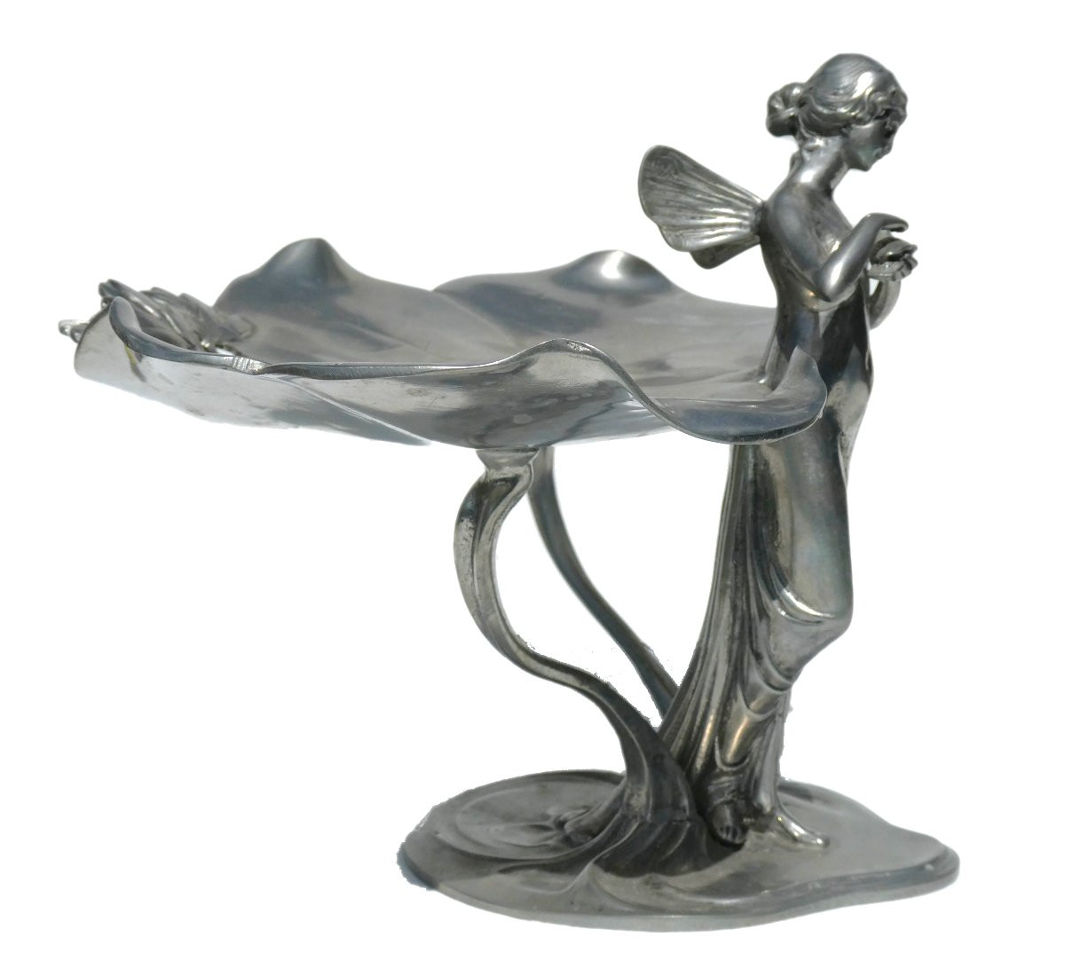 Porte Cartes De Visite , Epoque Art Nouveau , Nymphe Aux Nenuphars , 1900 , Vide Poche , XIXe-photo-7