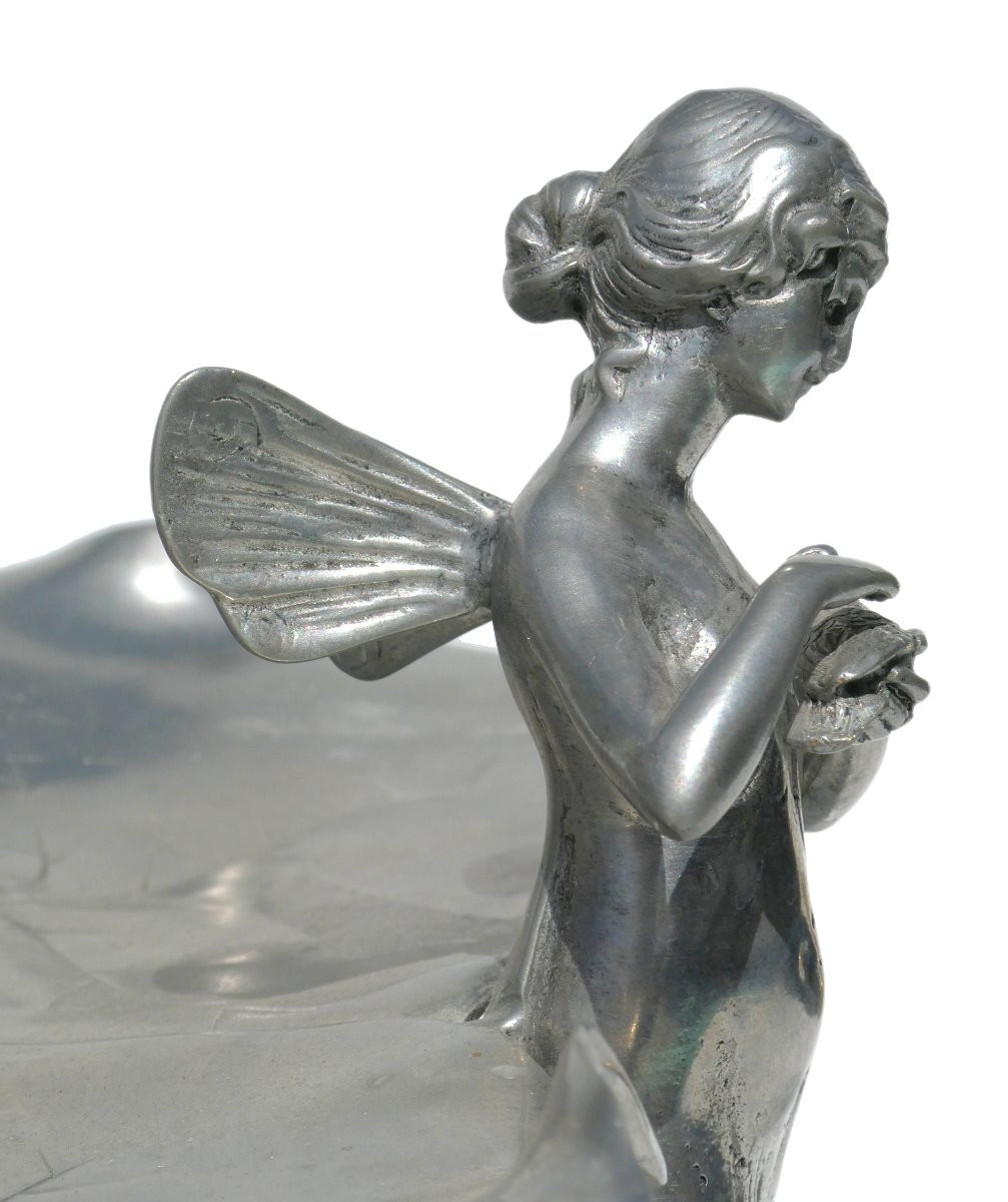 Porte Cartes De Visite , Epoque Art Nouveau , Nymphe Aux Nenuphars , 1900 , Vide Poche , XIXe-photo-8