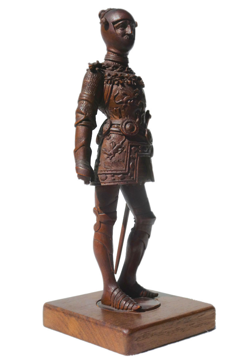 Chevalier En Bois Sculpté , Sculpture Buis XIXe Siecle Style Neo Gothique , XIXe , Napoléon III