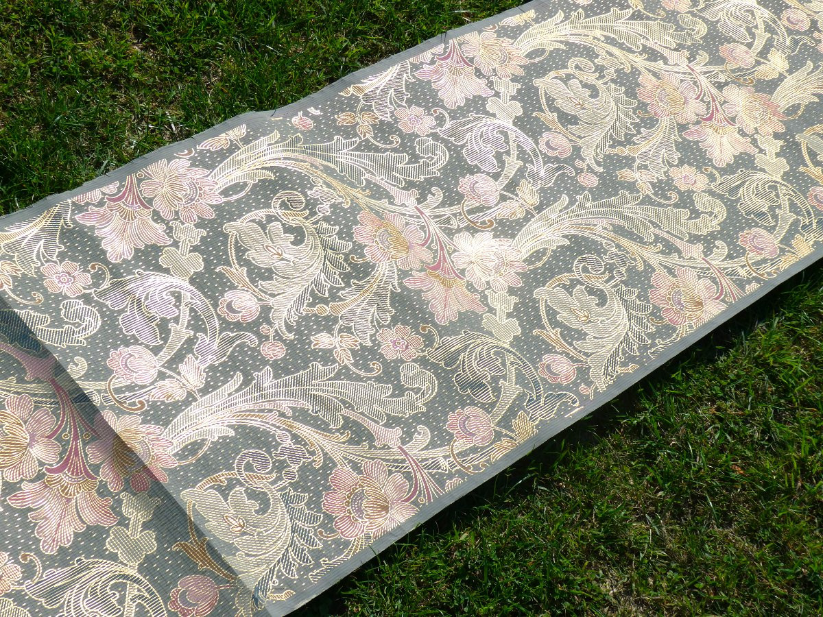 Rouleau De Papier Peint , Art Nouveau , XIXe , Lé , Fleurs & Dorure , 1900 , Arts Decoratifs-photo-2
