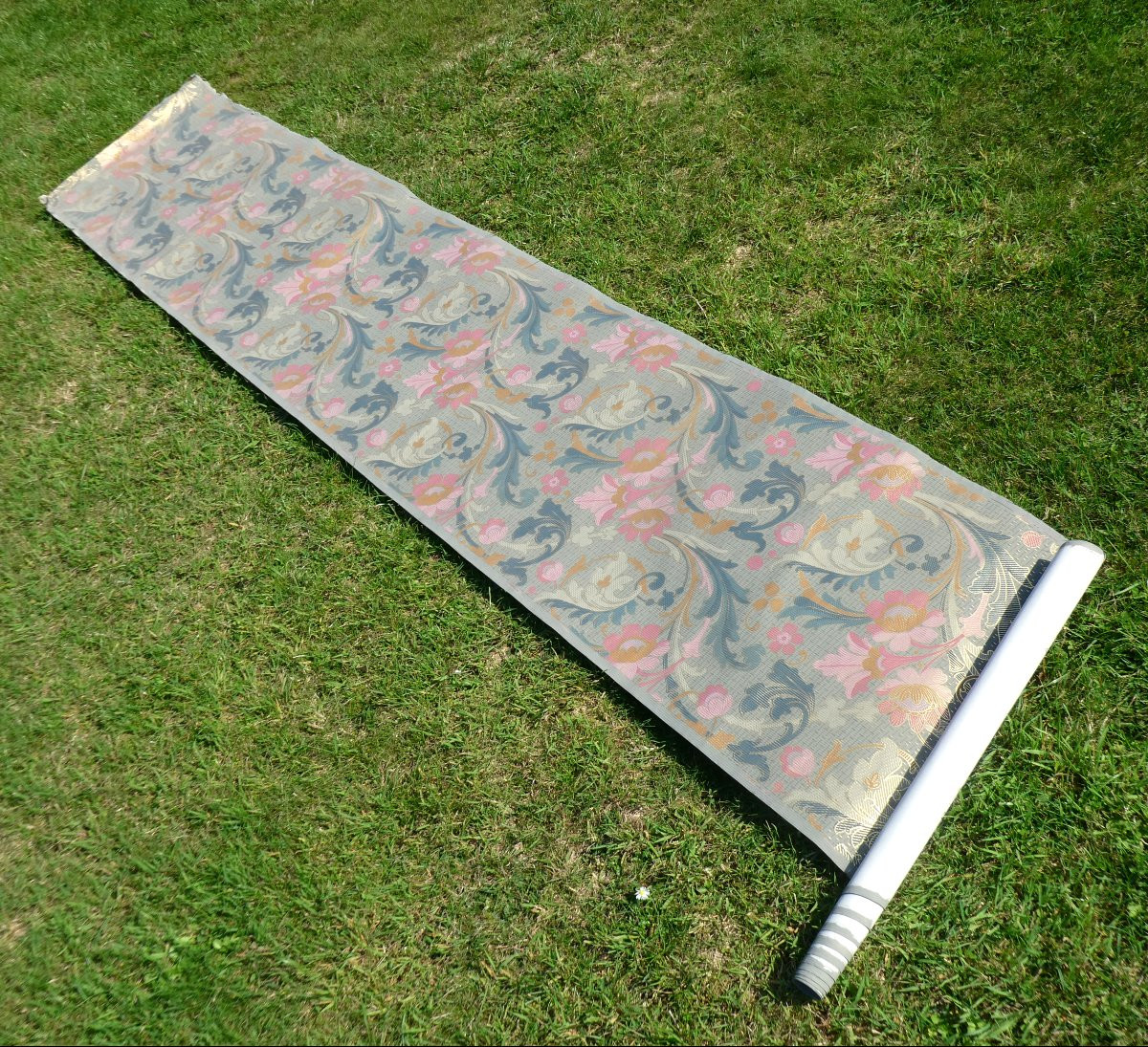 Rouleau De Papier Peint , Art Nouveau , XIXe , Lé , Fleurs & Dorure , 1900 , Arts Decoratifs-photo-3