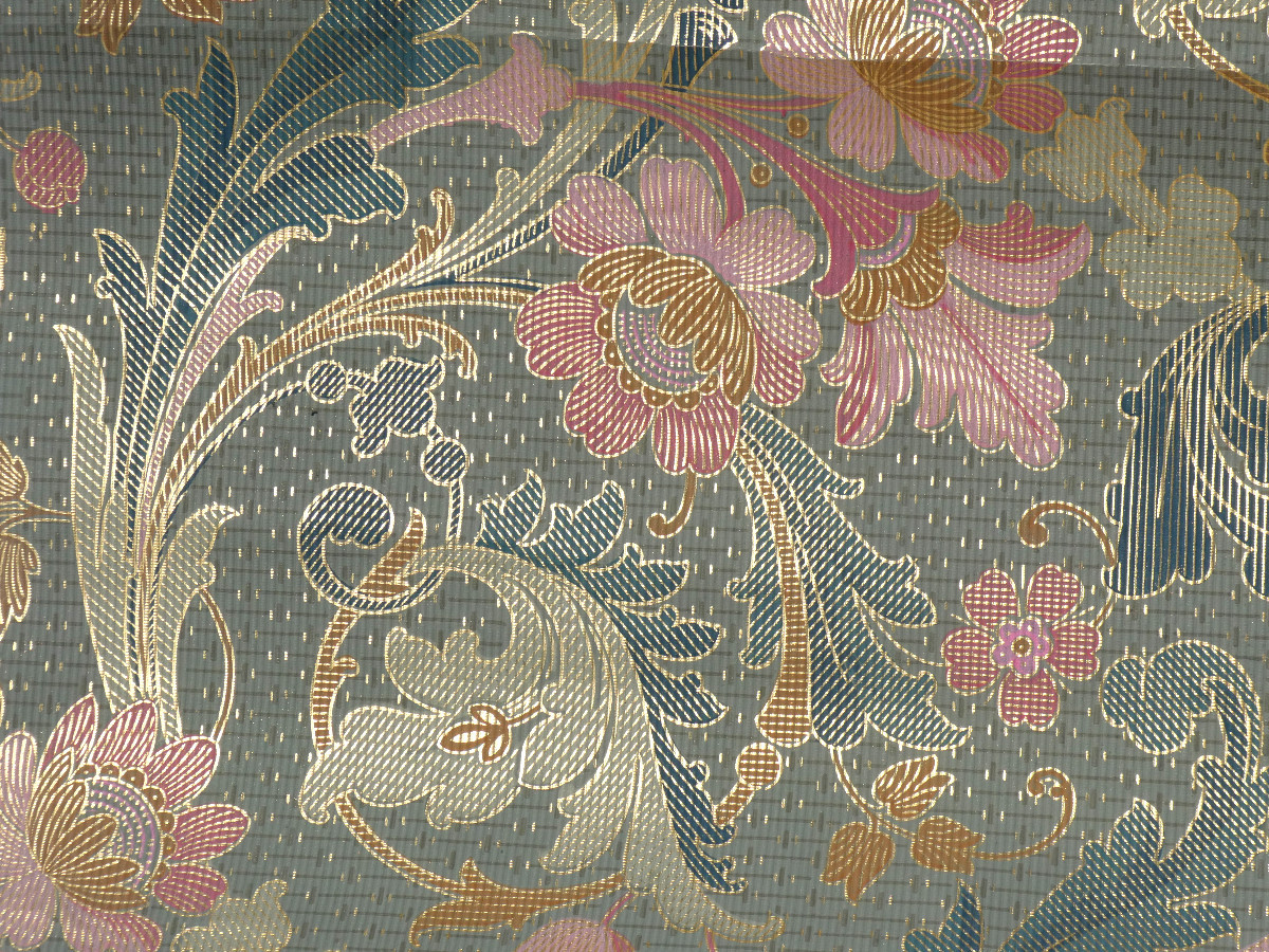 Rouleau De Papier Peint , Art Nouveau , XIXe , Lé , Fleurs & Dorure , 1900 , Arts Decoratifs