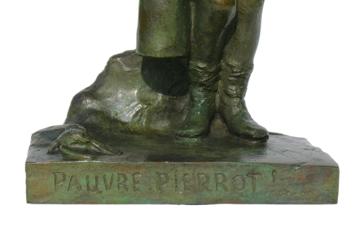 Sculpture En Bronze , Enfant Au Moineau , Pauvre Pierrot Signé Aristide De Ranieri , Gavroche-photo-4