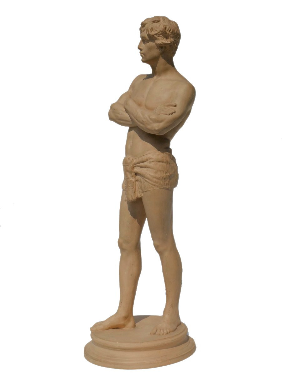 Sculpture En Terre Cuite , Homme Torse Nu , Sportif Vers 1890 , Jorgensen Kobenhavn , Sport-photo-2