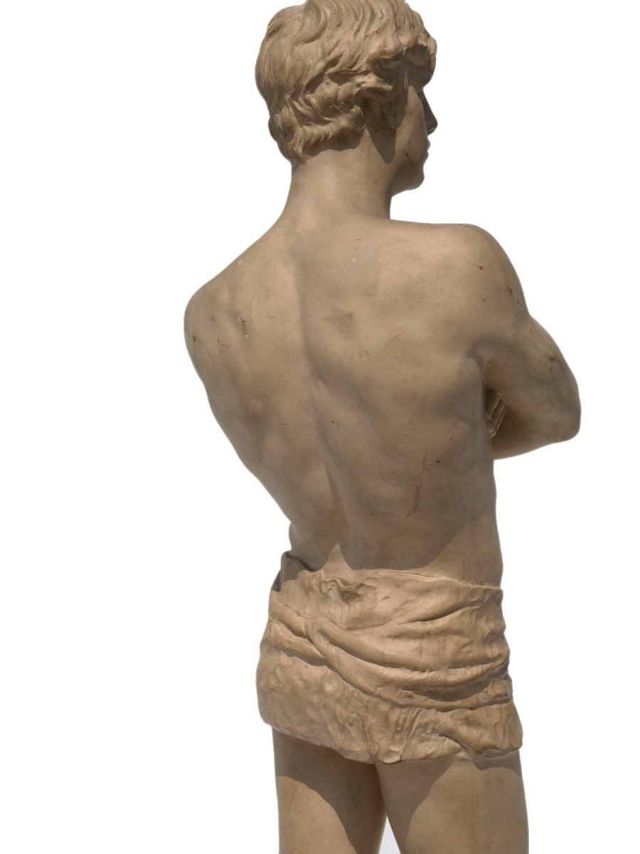 Sculpture En Terre Cuite , Homme Torse Nu , Sportif Vers 1890 , Jorgensen Kobenhavn , Sport-photo-3