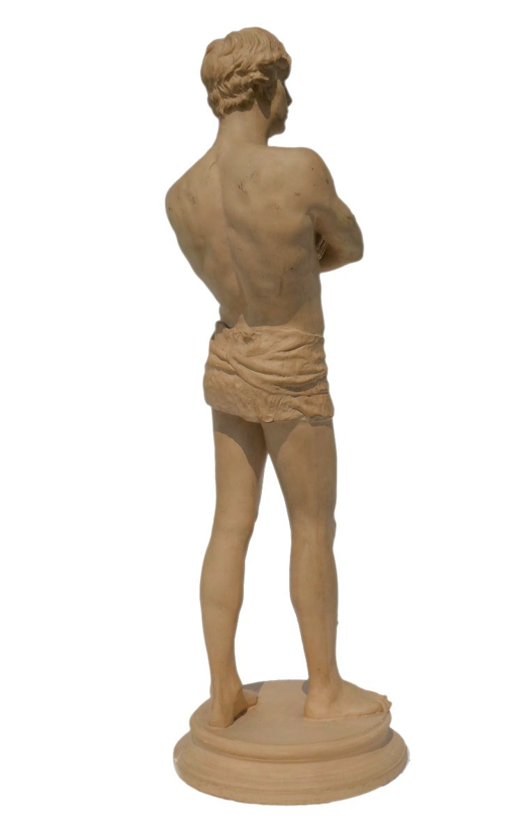 Sculpture En Terre Cuite , Homme Torse Nu , Sportif Vers 1890 , Jorgensen Kobenhavn , Sport-photo-4