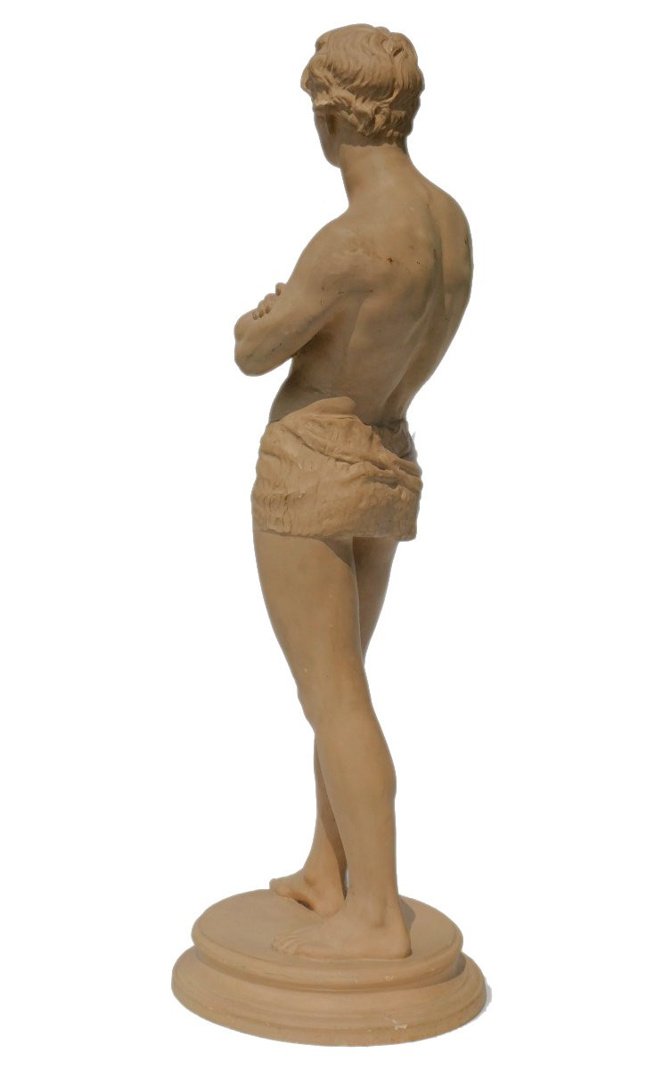 Sculpture En Terre Cuite , Homme Torse Nu , Sportif Vers 1890 , Jorgensen Kobenhavn , Sport-photo-5