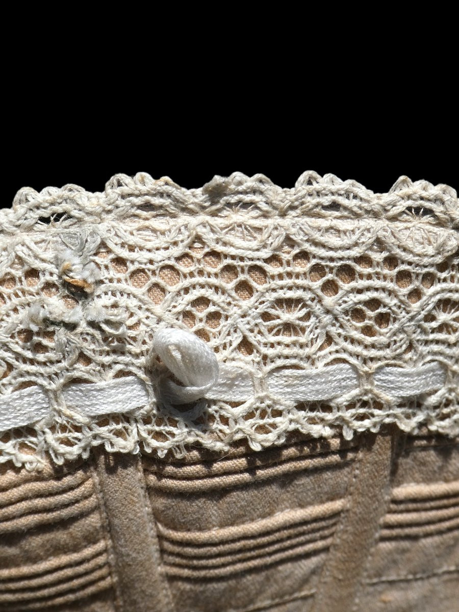 CORSET DE JOUR EPOQUE 1870 , LINGERIE XIXE , COTON / DENTELLE , SOUS VETEMENT , COSTUME-photo-3