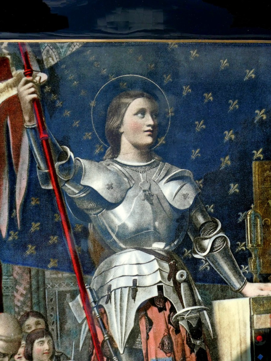 Grand Plat En Faience De Sarreguemines , Jeanne D'Arc D'Apres Ingres , Sacre Du Roi Charles VII-photo-3