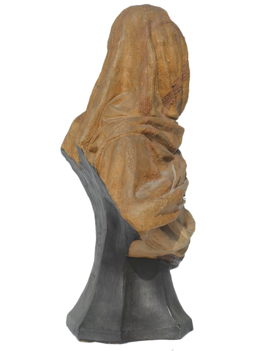 Orientalist Male Bust In Terracotta, Goldscheider, Signed Paul Prunier, 19th Century, Moroccan-photo-5