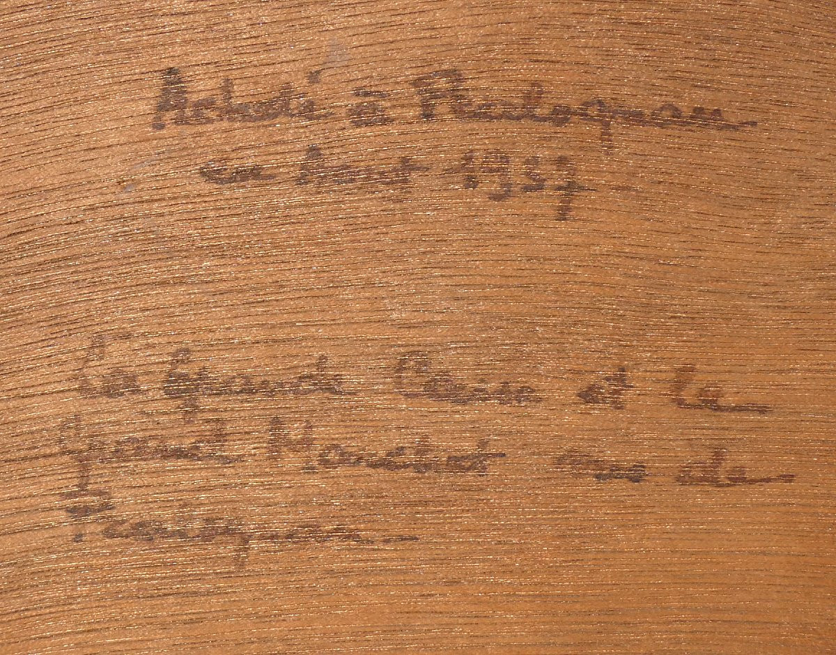 HUILE SUR PANNEAU , SIGNE LUCIEN POIGNANT , PAYSAGE MONTAGNEUX , Massif De La Vanoise ART DECO-photo-3