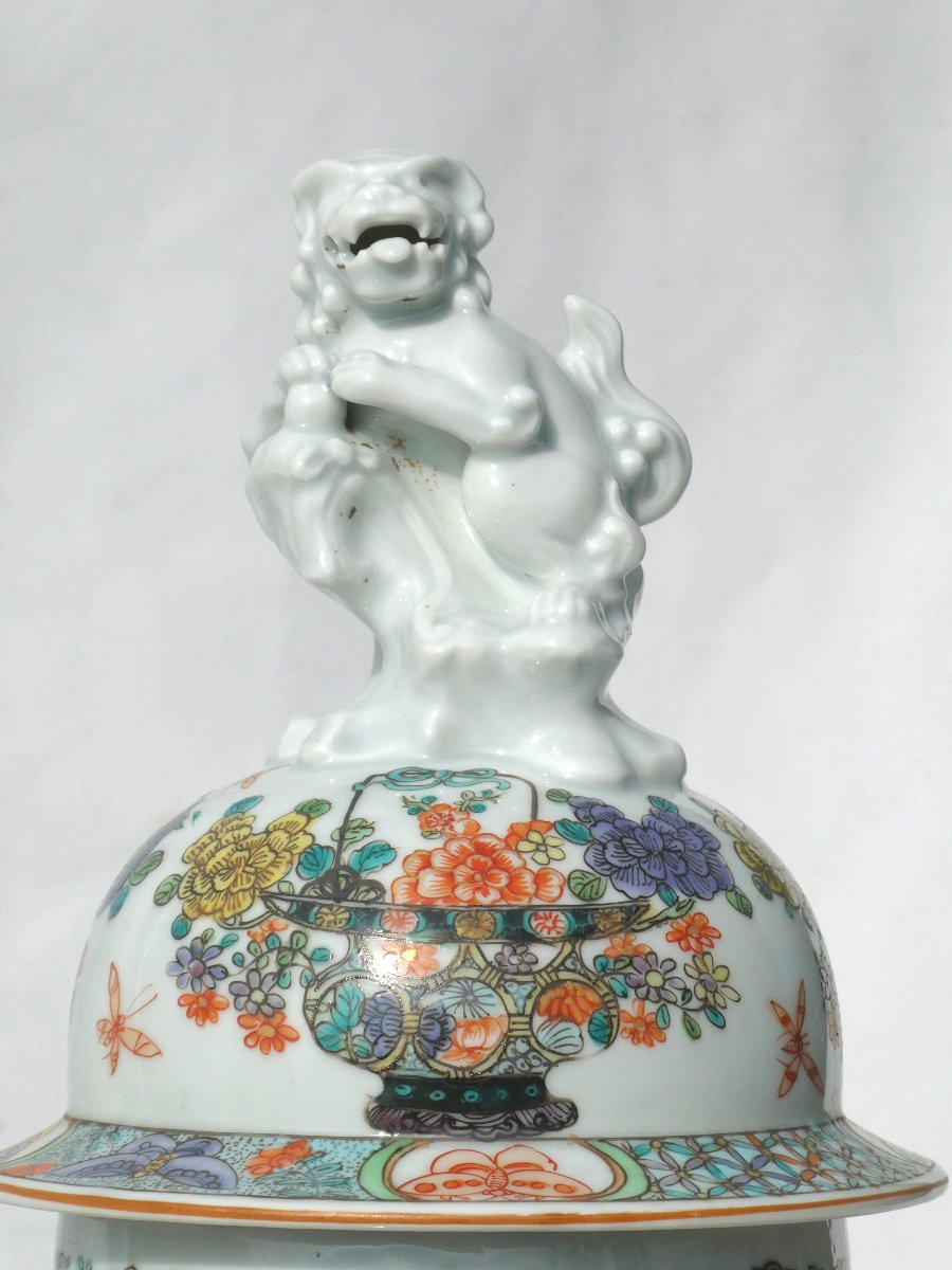 19th Century Asian Famille Verte Porcelain Covered Pot, China / Asia, Vase, Butterfly-photo-2