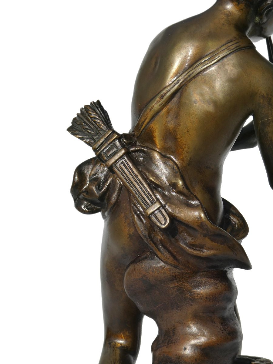 Bronze Charming Love By Kinsburger, 19th Century, Child With Flute, Napoleon III, Sculpture-photo-6