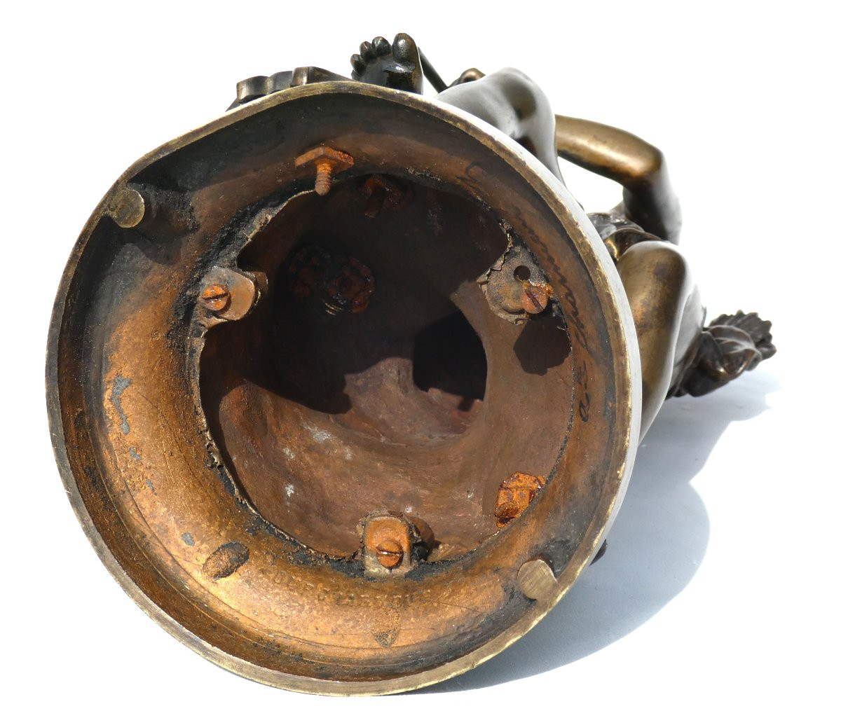 Bronze Charming Love By Kinsburger, 19th Century, Child With Flute, Napoleon III, Sculpture-photo-8