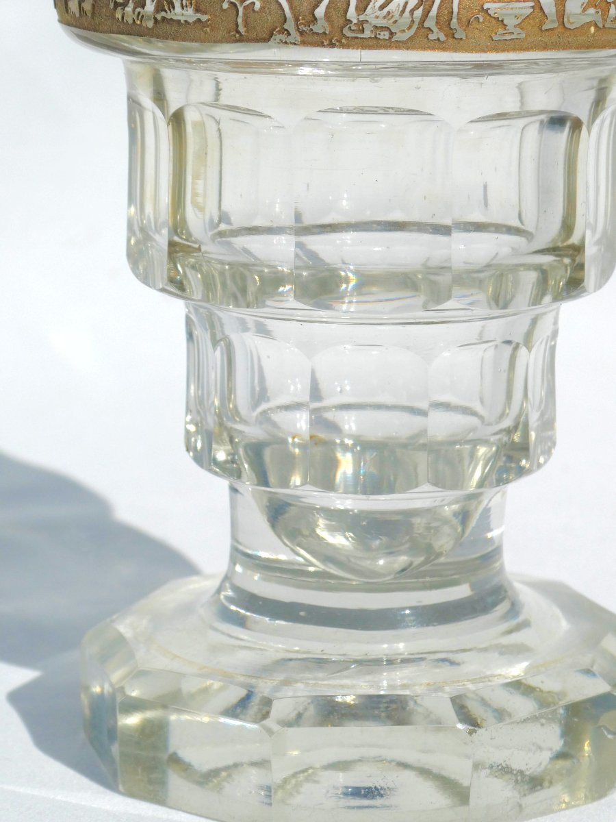 Cut Crystal Chalice Neo Antique Decor Puttis, Lions, Bacchanalia, 19th Century, Val Saint Lambert-photo-3