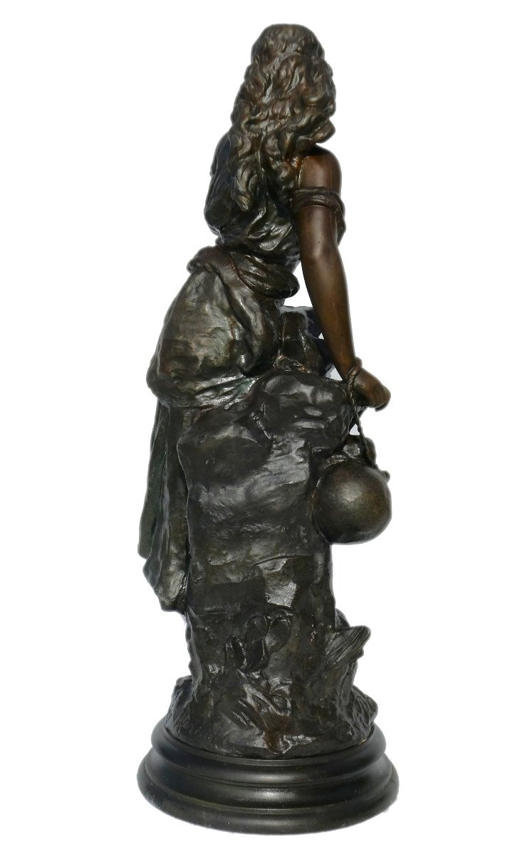 Sculpture Signée Hippolyte Moreau , Jeune Femme A La Cruche / Rebecca Au puit , XIXe -photo-4