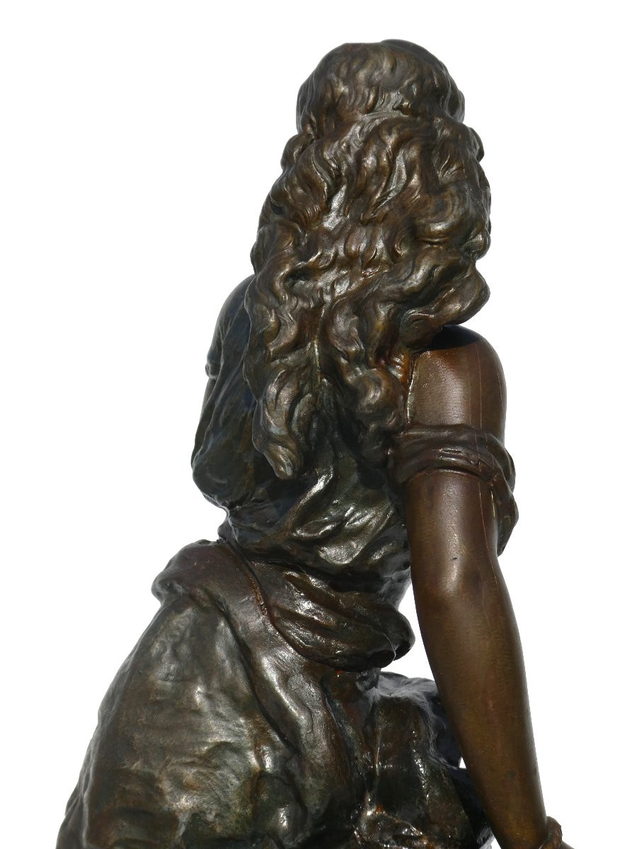 Sculpture Signée Hippolyte Moreau , Jeune Femme A La Cruche / Rebecca Au puit , XIXe -photo-5