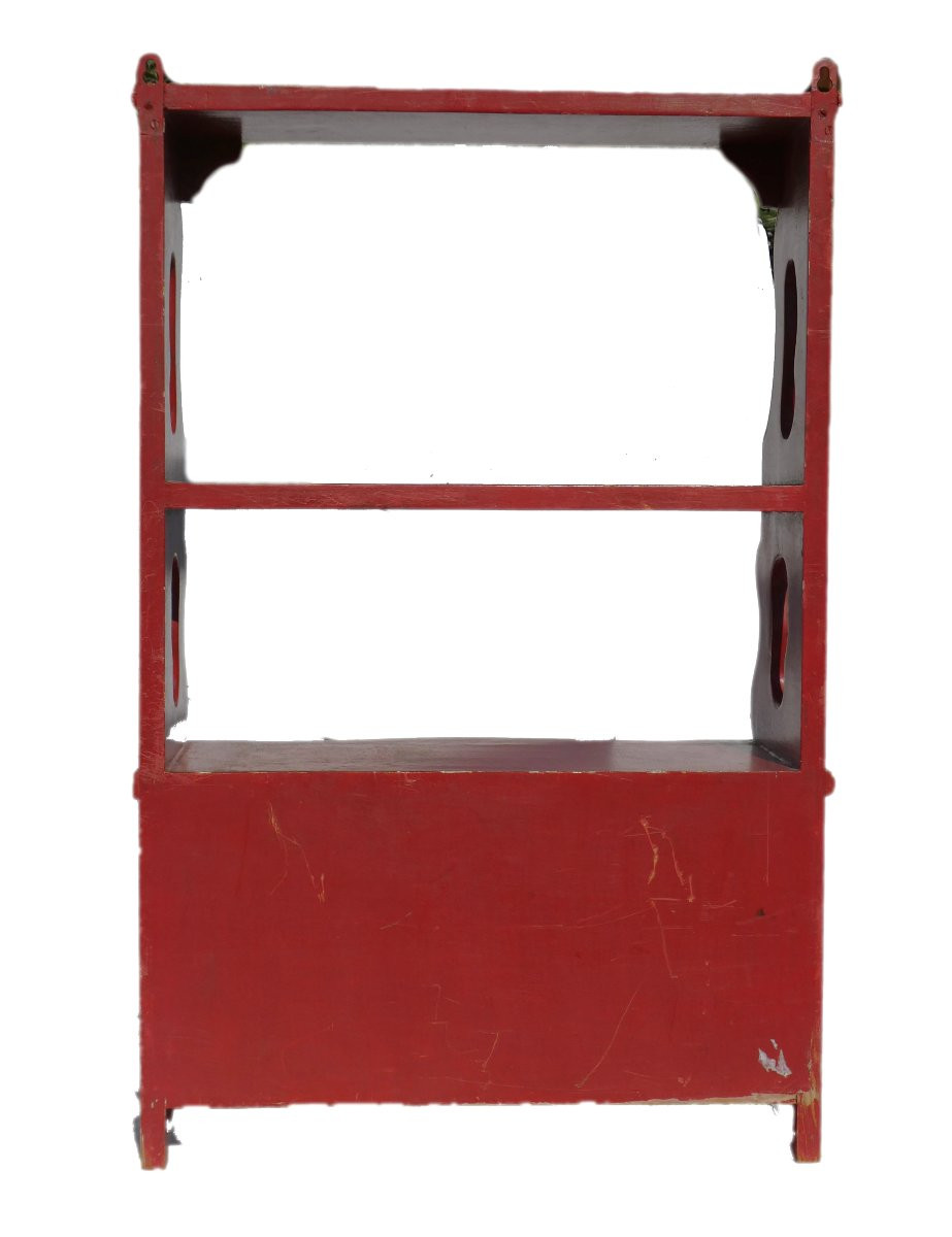 Etagere Murale , Style XVIIIe , Laque Rouge , Decor de Chinoiseries , XXe , Dorure Napoléon iii-photo-4