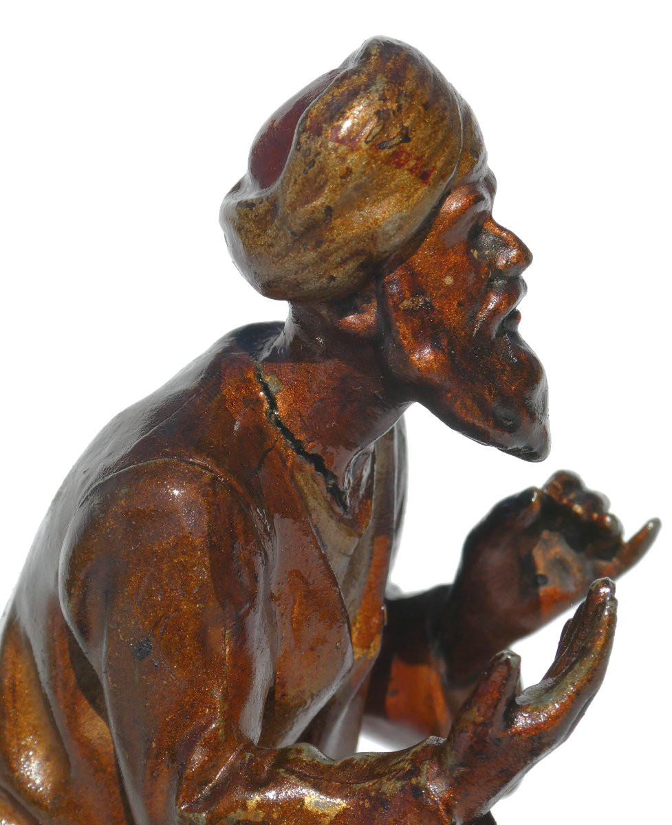 Nuremberg Lead Sculpture, Orientalist Subject, Beggar With A Carpet, Vienna Bronze, 19th Century-photo-6