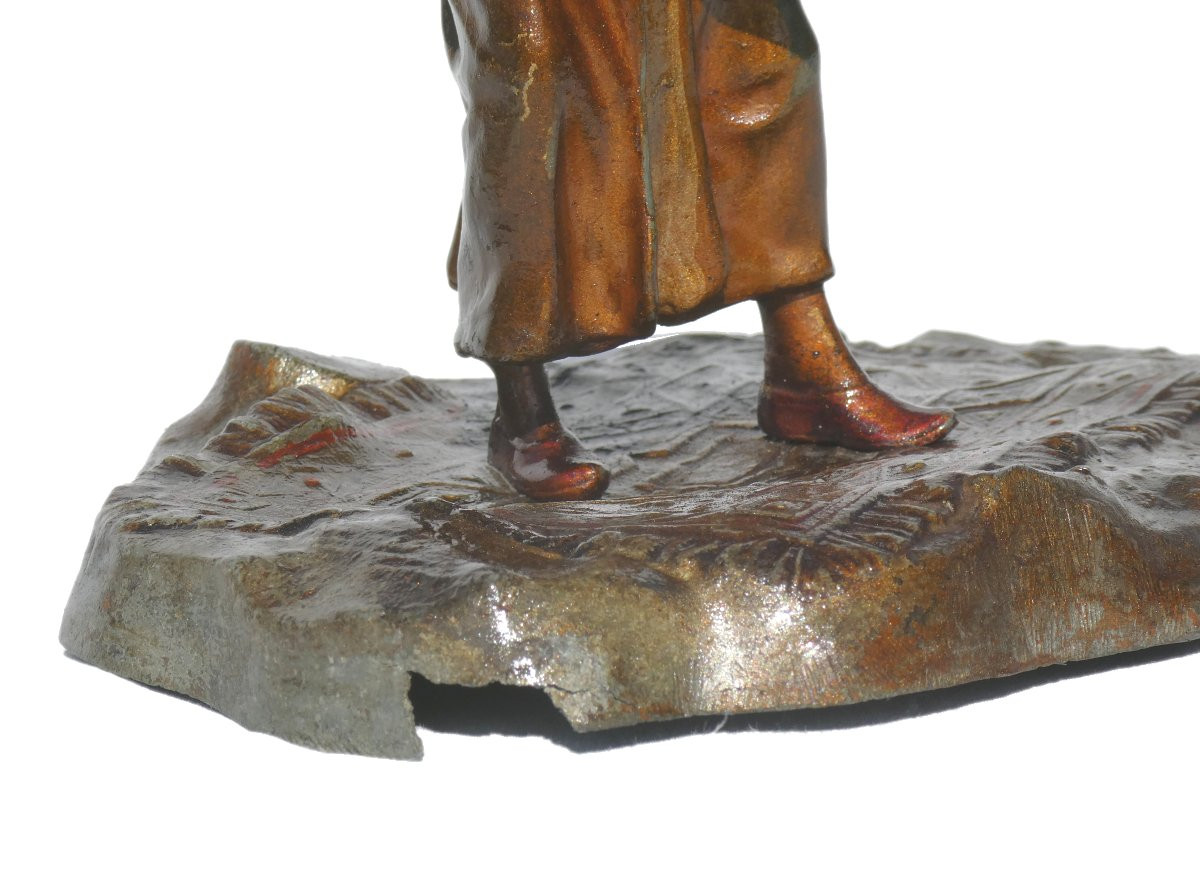 Nuremberg Lead Sculpture, Orientalist Subject, Beggar With A Carpet, Vienna Bronze, 19th Century-photo-7