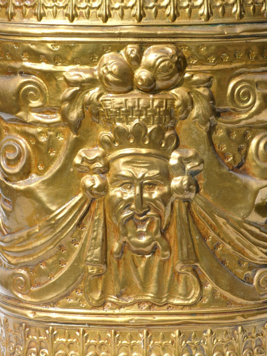 Porte Parapluies / Cannes , Epoque Napol&eacute;on III , Style Renaissance , XIXe , Grotesque , Laiton-photo-2