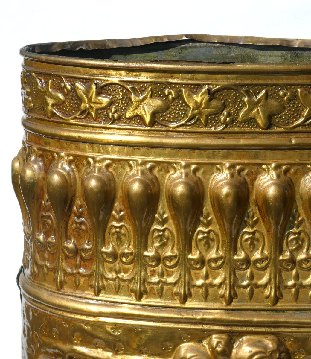 Porte Parapluies / Cannes , Epoque Napol&eacute;on III , Style Renaissance , XIXe , Grotesque , Laiton-photo-3