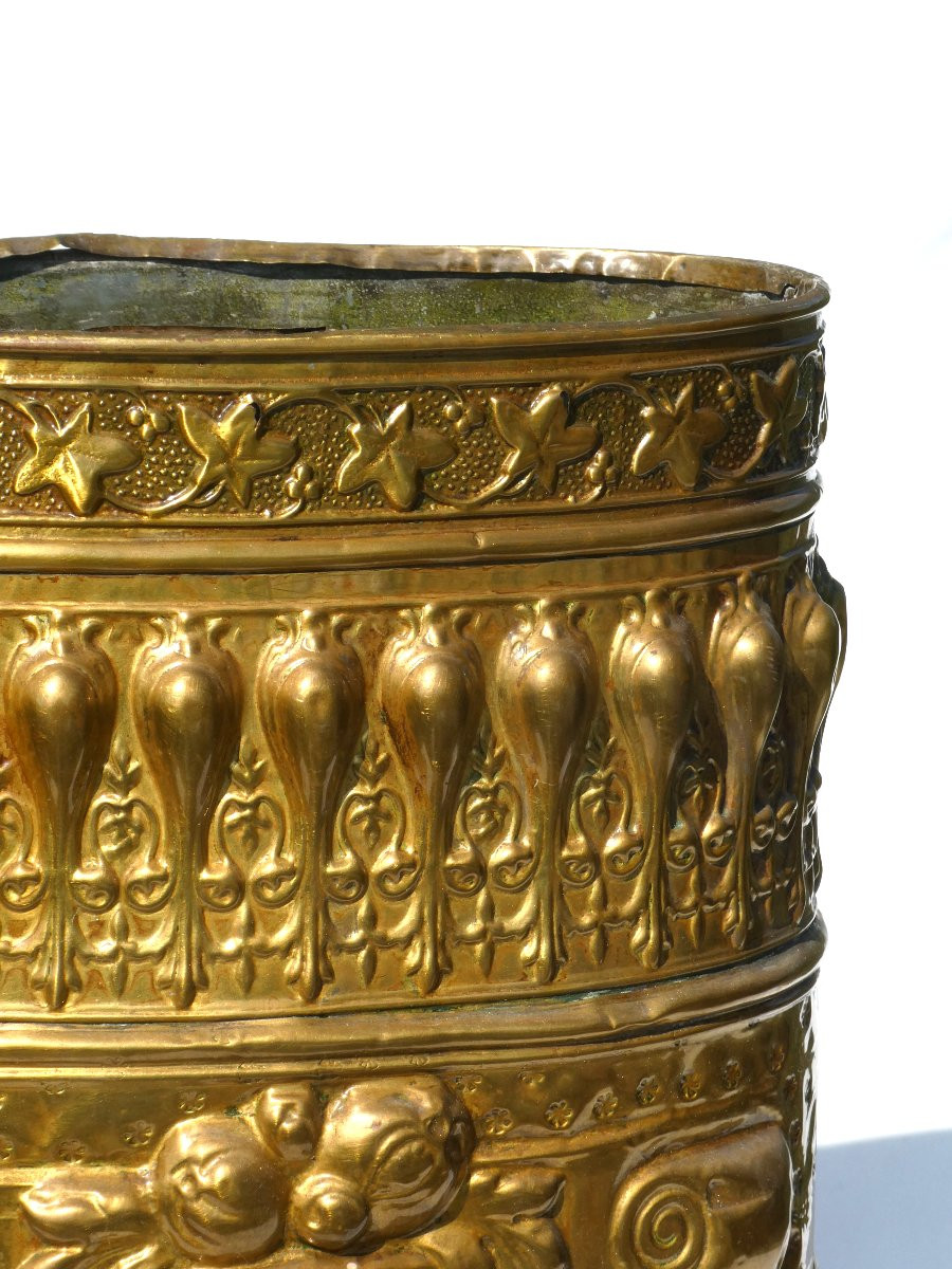 Porte Parapluies / Cannes , Epoque Napol&eacute;on III , Style Renaissance , XIXe , Grotesque , Laiton-photo-4