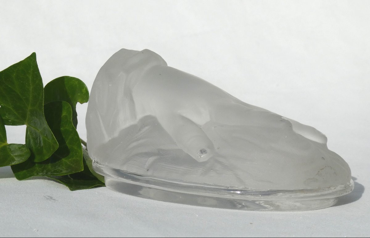 Baccarat Crystal Paperweight, Child's Hand, Polished And Frosted, Napoleon III, Inkwell-photo-2