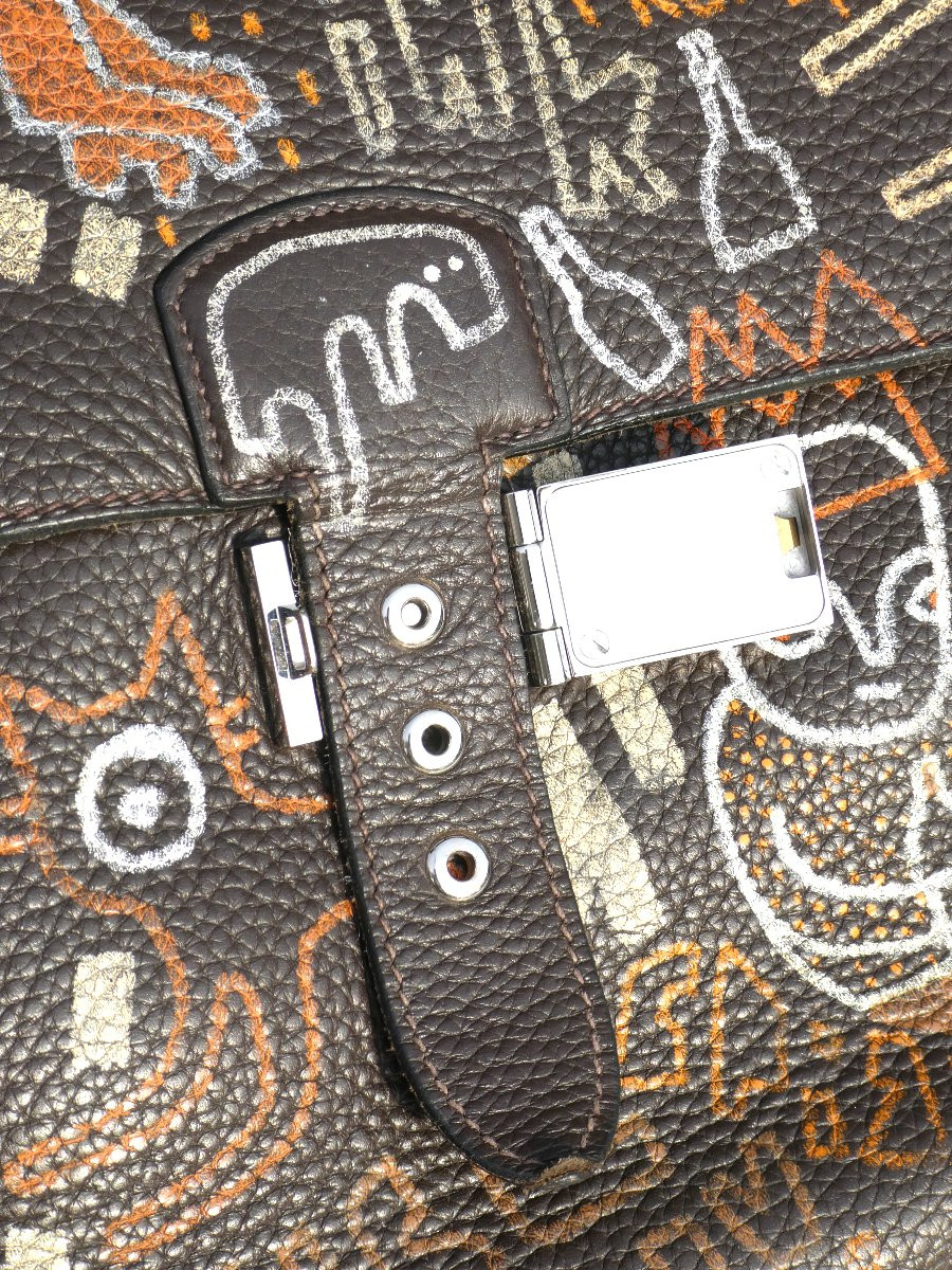 Document Holder/briefcase, Signed Hermes, Street Art, Leather Satchel, Perfect Condition-photo-1