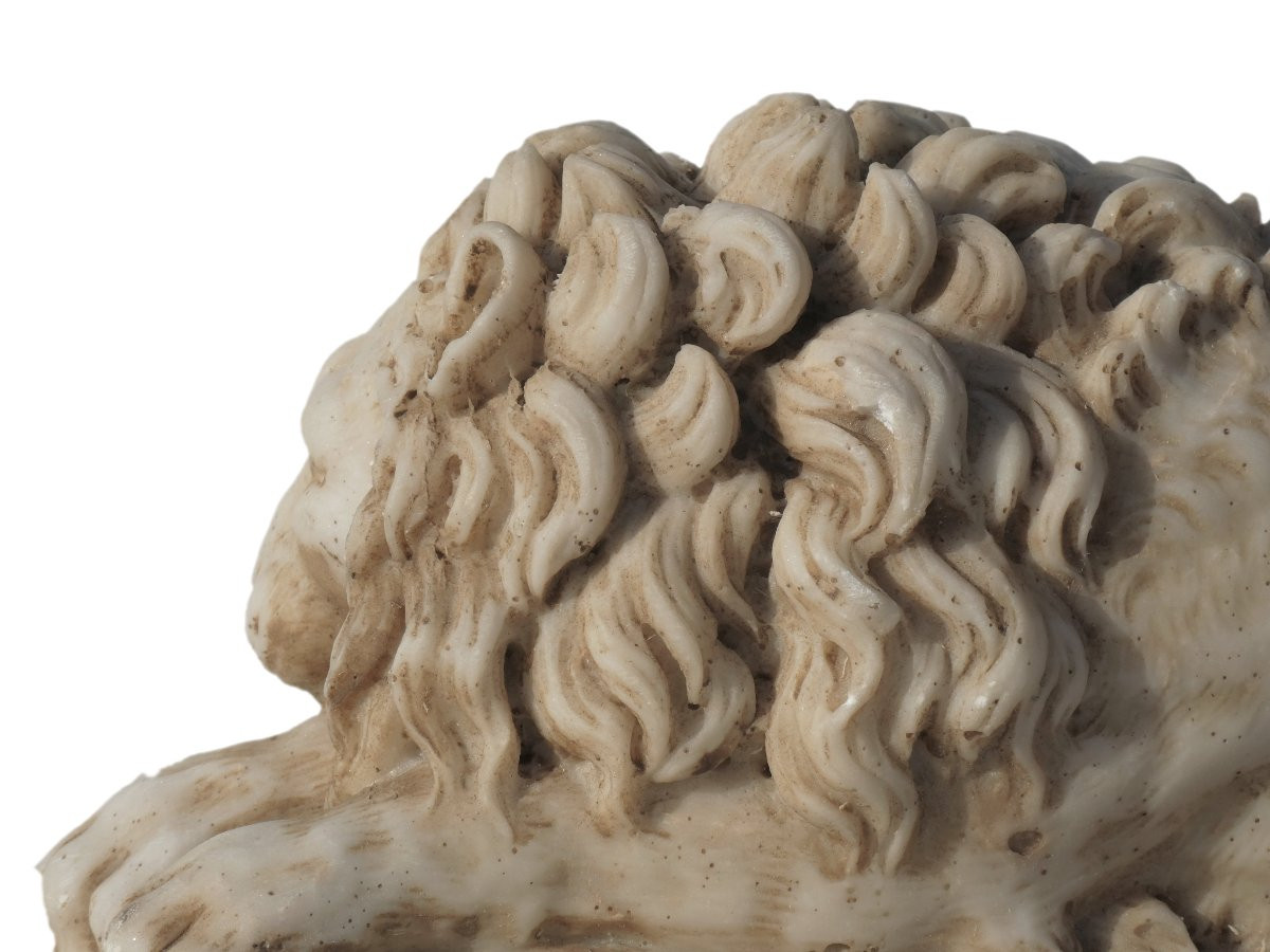 Pair Of Alabaster Sculptures, Canova's Lions, Souvenir Of The Grand Tour, 19th Century, 18th Century Style-photo-1